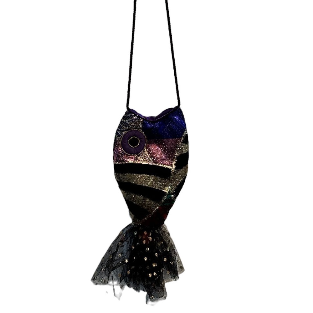 Cute Novelty Metallic Cross body mini Fish Bag
